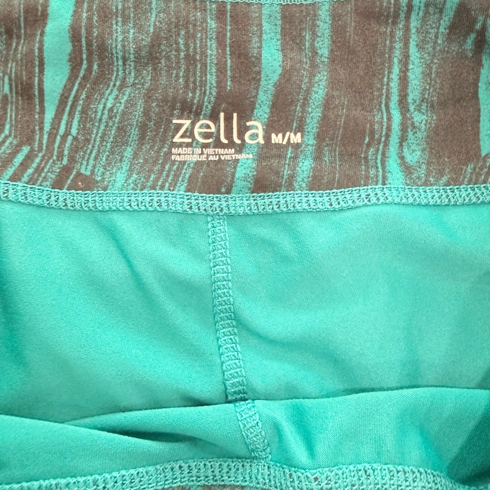Zella Womens Teal Black Geometric Abstract Print Activewear Leggings Size Medium - Picture 3 of 5